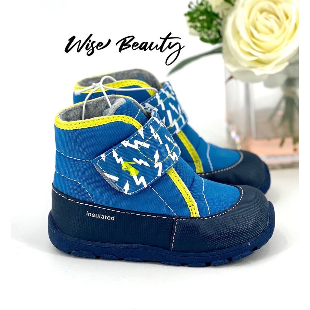 See Kai Run Baby Boy’s Blake Boot Size 4 Shoe Insulated Booties Blue Lighting